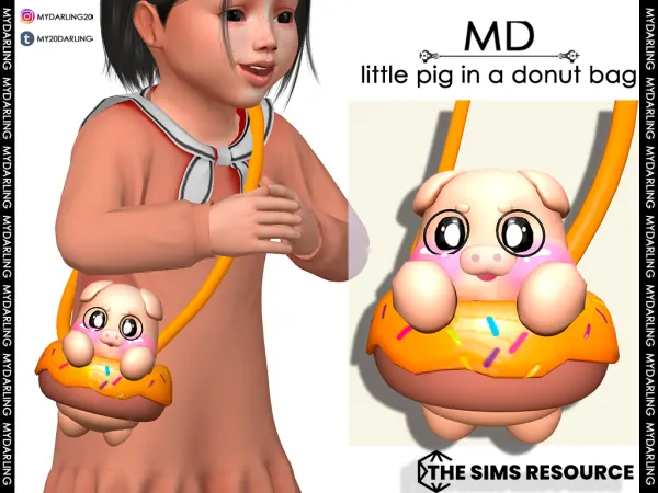 Alpha Little pig in a donut bag - The Sims 4 Custom Content