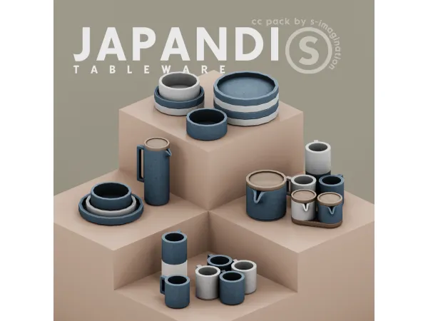 Maxis Match Japandi TABLEWARE PACK imagination by S - The Sims 4 Custom Content