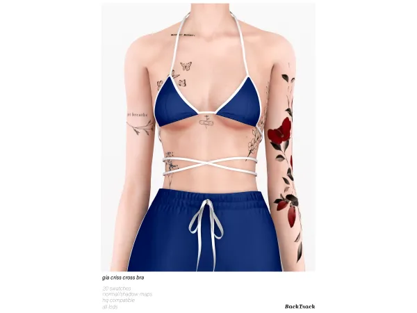 Alpha Gia Criss Cross Bra Gia Track Pants by BackTrack - The Sims 4 Custom Content