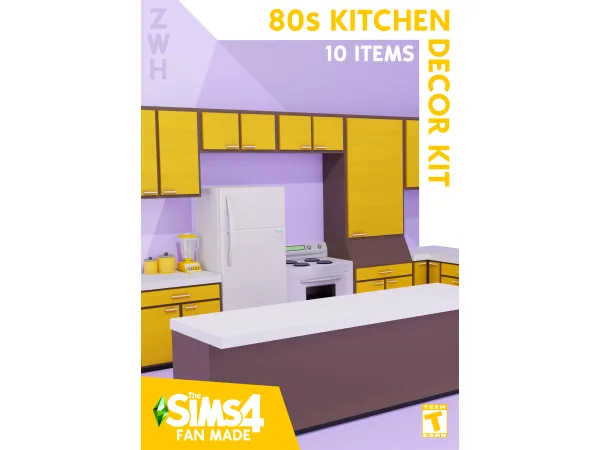 Maxis Match 80s Kitchen Decor Kit by zwhsims - The Sims 4 Custom Content