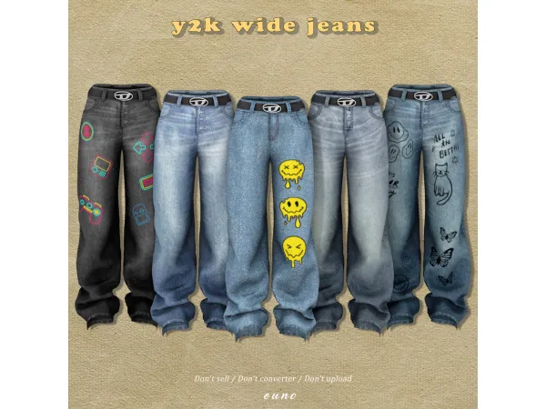 Alpha wide jeans - The Sims 4 Custom Content