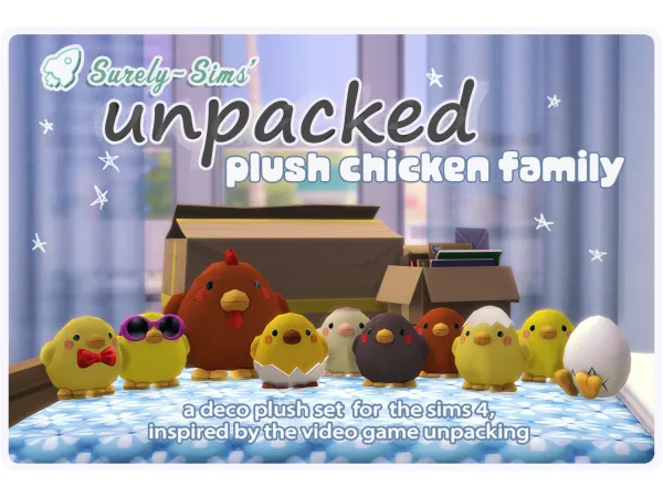 Maxis Match Unpacked a Plush Chicken Set Sims by Surely - The Sims 4 Custom Content