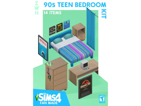 Maxis Match 90s Teen Bedroom kit by zwhsims - The Sims 4 Custom Content