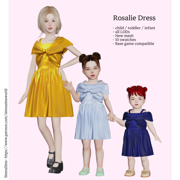 Alpha Rosalie Dress ChildToddlerInfant version by simsfinds - The Sims 4 Custom Content