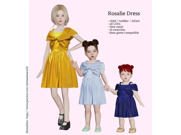 Alpha Rosalie Dress ChildToddlerInfant version - The Sims 4 Custom Content