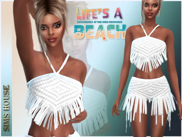 Alpha FRINGED TOP by simsfinds - The Sims 4 Custom Content