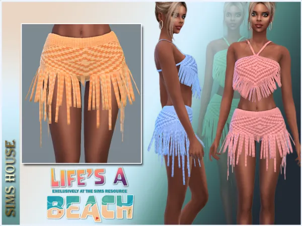 Alpha fringed skirt - The Sims 4 Custom Content