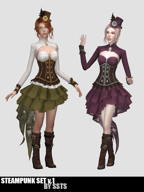 Mix STEAMPUNK SET v1 by simsfinds - The Sims 4 Custom Content