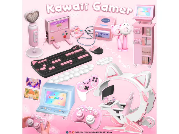 Mix Kawaii Gamer freebies Gamecube Heart Mic by Hydrangea - The Sims 4 Custom Content