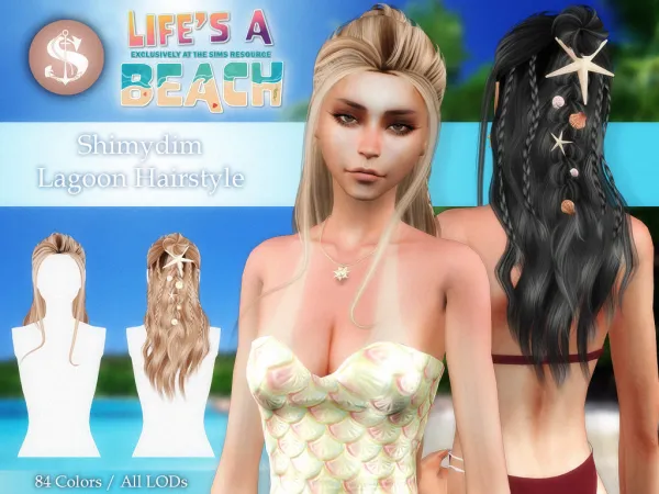 Alpha [ ] LIFES A BEACH LAGOON HAIR SEASHELLS - The Sims 4 Custom Content