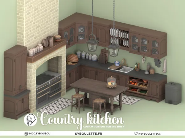 Maxis Match Country kitchen set - The Sims 4 Custom Content