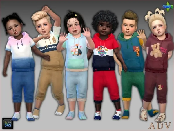 Alpha Unisex outfits for toddlers - The Sims 4 Custom Content