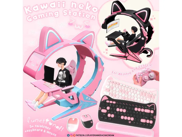 Alpha Kawaii Neko Gaming Station - The Sims 4 Custom Content
