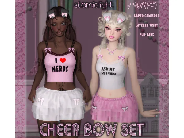 Alpha CHEER BOW SET free by Atomiclight - The Sims 4 Custom Content