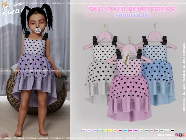 Alpha Two Layer Dress Toddler by lynxsimzfamily - The Sims 4 Custom Content