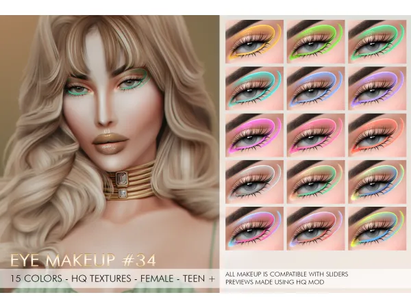 Alpha EYE MAKEUP 34 by simsfinds - The Sims 4 Custom Content