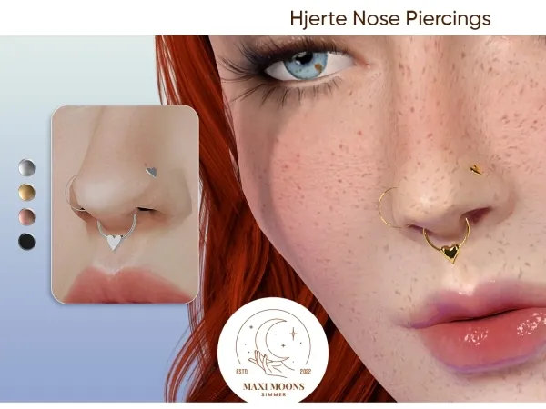 Alpha Hjerte Nose Piercings - The Sims 4 Custom Content