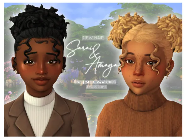 Maxis Match Sarai Hair Amaya Hair (child conversion) by GegeSims - The Sims 4 Custom Content