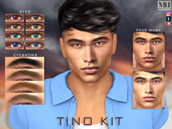 Alpha Tino Eyes N157 Tino Face Mask N62 and Tino Eyebrows N231 - The Sims 4 Custom Content