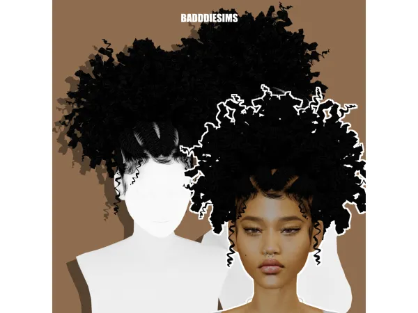 Alpha CURLY PUFF by BADDDIESIMS - The Sims 4 Custom Content