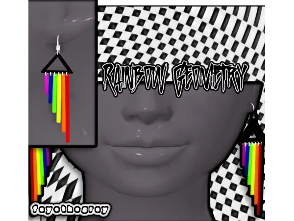 Maxis Match rainbow geometry earrings by FayetheGray - The Sims 4 Custom Content