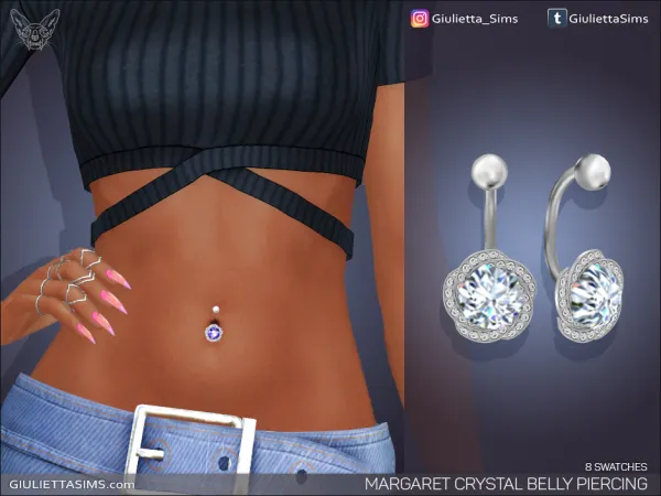 Alpha Margaret Crystal Belly Piercing (2 versions) - The Sims 4 Custom Content