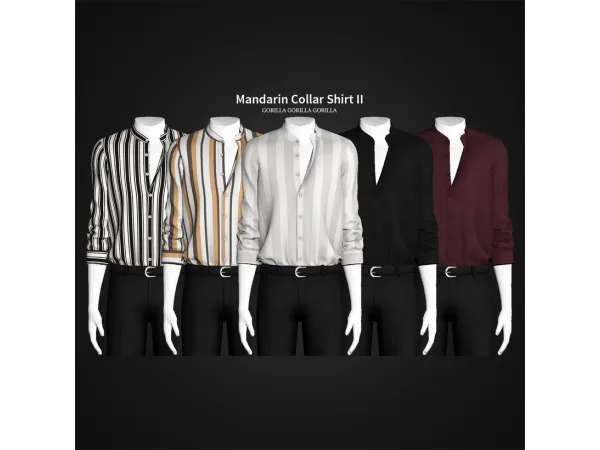 Alpha Mandarin Collar Shirt II by Gorilla Gorilla Gorilla - The Sims 4 Custom Content