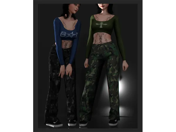 Alpha TOP Y2KBD AND WAR JEAN - The Sims 4 Custom Content
