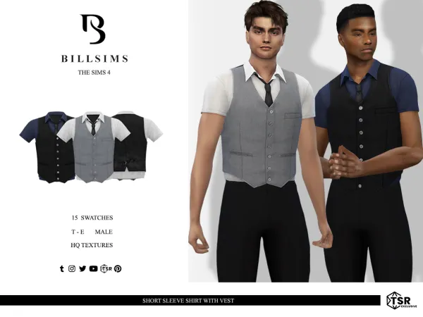 Alpha Short Sleeve Shirt With Vest ( ) - The Sims 4 Custom Content