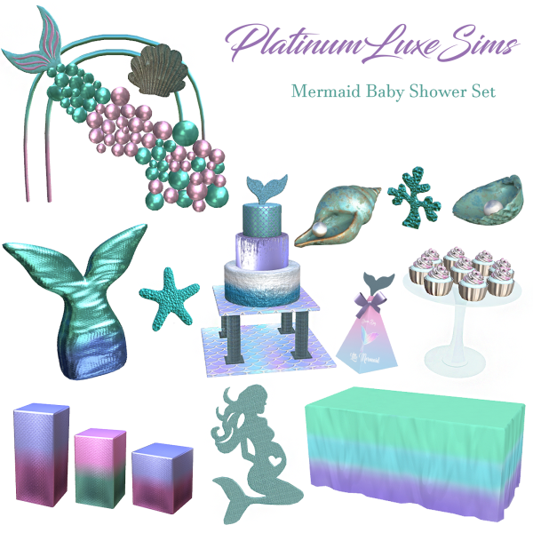 Mix Mermaid Baby Shower Set by simsfinds - The Sims 4 Custom Content