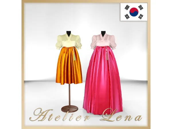 Alpha [Atelier Lena] Puff Sleeve Hanbok Set by Atelier Lena - The Sims 4 Custom Content