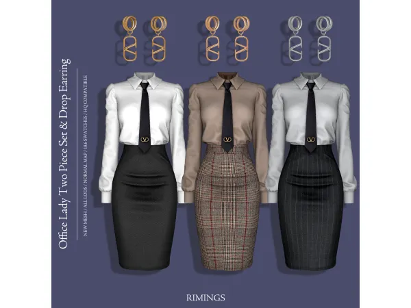 Alpha [RIMINGS] Office Lady Two Piece Set by RIMINGS - The Sims 4 Custom Content
