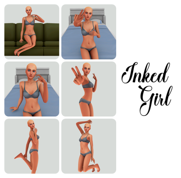 Maxis Match Inked Girl Posepack by bommie-sims - The Sims 4 Custom Content
