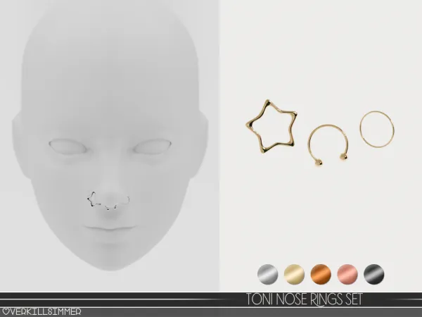 Alpha Toni nose rings set - The Sims 4 Custom Content