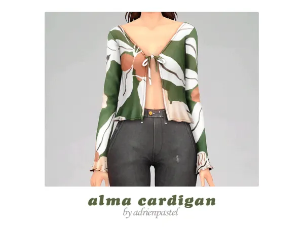 Maxis Match Alma Cardigan Remastered by AdrienPastel - The Sims 4 Custom Content