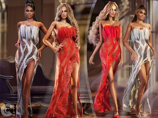 Alpha Beyonce'S EPIC Feather Gown cool_content_star by cool_content_star - The Sims 4 custom content