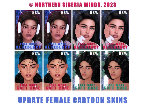 Maxis Match UPDATE FEMALE CARTOON SKINS by northern siberia winds - The Sims 4 Custom Content