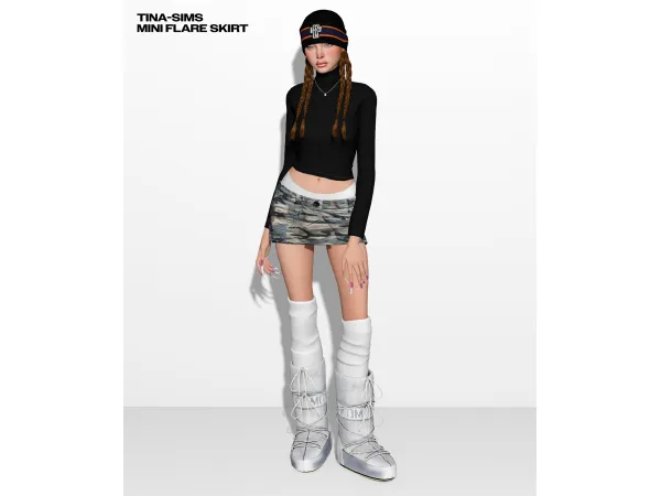 Alpha [TINA SIMS] Mini Flare Skirt - The Sims 4 Custom Content