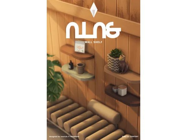 Mix ALAS Wall Shelf by NO STYLE X W O O D L A N D - The Sims 4 Custom Content