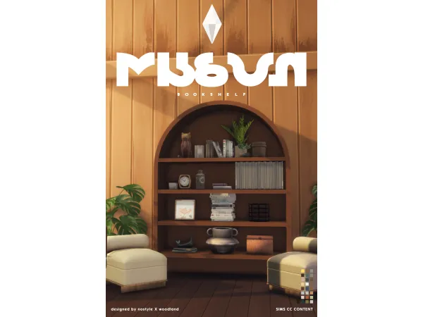 Mix M a n s o n B o o k S h e l f by NO STYLE X W O O D L A N D - The Sims 4 Custom Content
