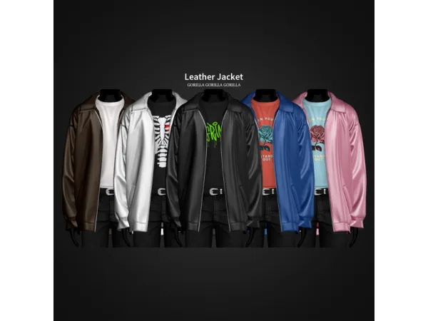 Alpha Leather Jacket by gorillax3 - The Sims 4 Custom Content