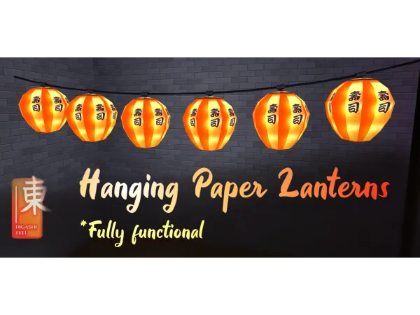 Maxis Match Hanging Paper Lanterns by Higashi_East - The Sims 4 Custom Content