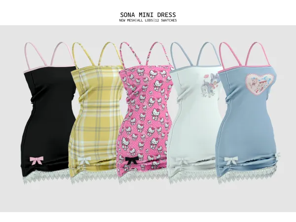 Alpha BABY SONA MINI DRESS by ohmybunnny - The Sims 4 Custom Content
