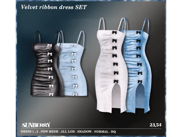 Alpha ]Velvet ribbon dress SET 2354 by SUNBERRY - The Sims 4 Custom Content