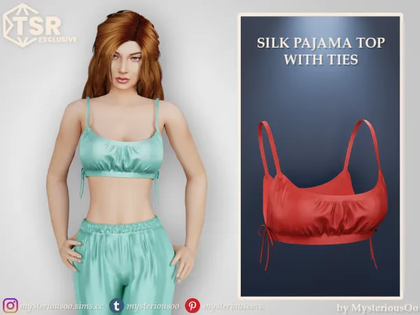 Alpha Silk pajama top - The Sims 4 Custom Content