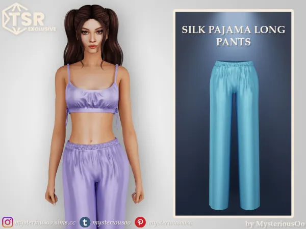 Alpha Silk pajama long pants - The Sims 4 Custom Content