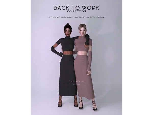 Alpha Sweater Gloves Skirt Back to Work Collection - The Sims 4 Custom Content