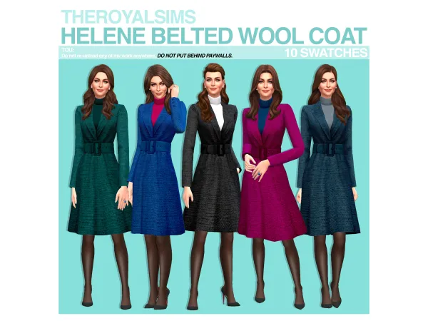 Maxis Match THEROYALSIMS HELENE BELTED WOOL COAT by The Royal Sims - The Sims 4 Custom Content