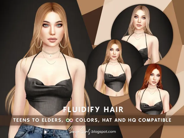 Alpha Fluidify Hair by Sonyasims - The Sims 4 Custom Content