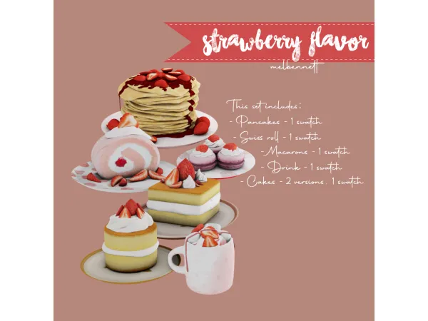 Mix Strawberry Flavor Collection - The Sims 4 Custom Content